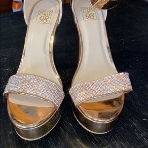 Gold strapped heels